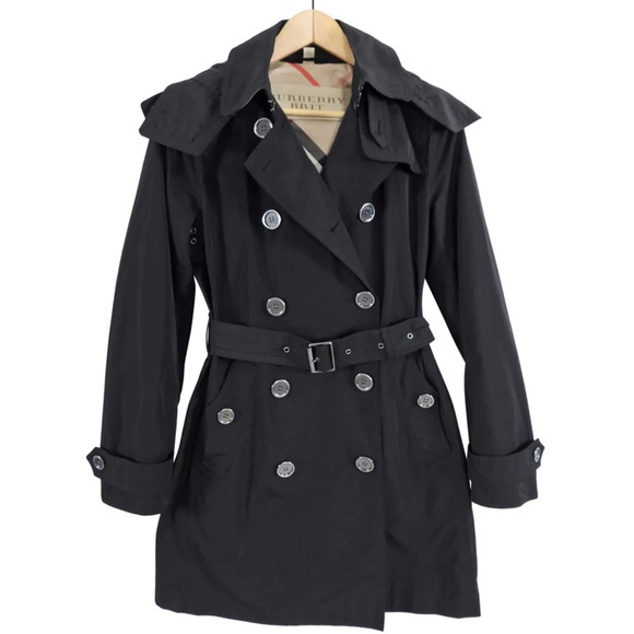 Burberry Brit Black Nylon Trench - Size 8